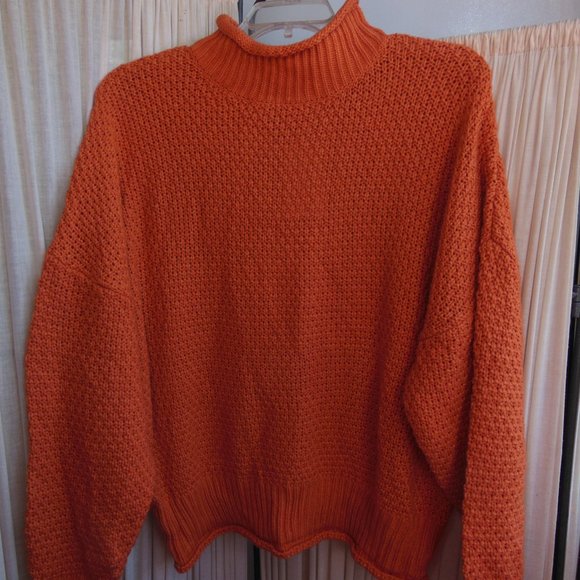 NWT ZESICA Pumpkin, Persimmon, Orange Sweater woman/ unisex XL Chunky fit. - Picture 2 of 9